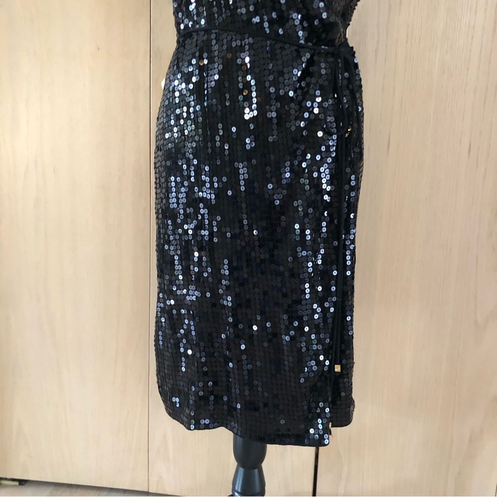Michael Kors Black Sequin Wrap Around Dress Lightweight Woman's Size XL - Picture 5 of 13
